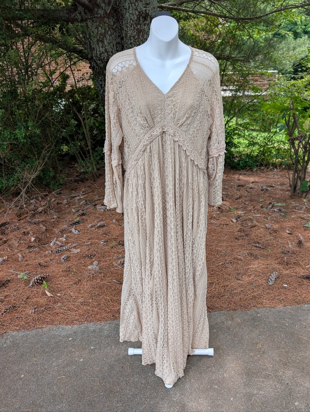 Origami Magnolia Tan Lace Women's Maxi Dress XL